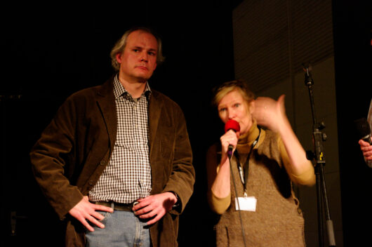 19 March - International competition. Filmmaker Andreas Horvart presents his film PASSION ACCORDING TO THE POLISH COMMUNITY OF PRUCHNIK avec Gill Gladstone (traduction) © Gaëlle Delort