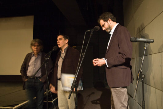 24 March - Tributes and workshops. Filmmaker Andrei Ujică presents his film VIDEOGRAMME EINER REVOLUTION, with Javier Packer-Comyn and Pierre Gras © Tatevik Nadaryan