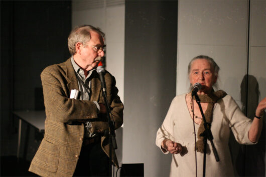 6 Mars - Hommage à Pierre Perrault. Le producteur Claude Guisard et Yolande Simard-Perrault présentent une séance de la rétrospective dédiée au réalisateur Pierre Perrault © Valérie Dupoy