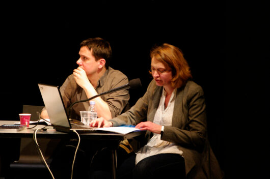 18 Mars - Présentation du projet d'exposition VUE D'EN HAUT au Centre Pompidou Metz pour l'automne 2012. Javier Packer-Comyn et Angela Lampe © Marion Staltel