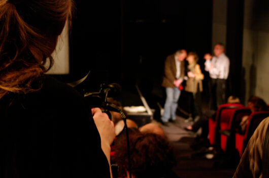 19 Mars - Compétition Internationale. Le réalisateur Andreas Horvart présente son film PASSION ACCORDING TO THE POLISH COMMUNITY OF PRUCHNIK avec Gill Gladstone (traduction) et Claude Guisard (producteur) © Gaëlle Delort