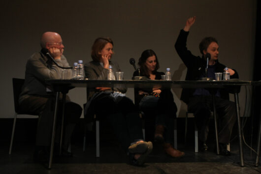 18 Mars - Icare : cinéaste, ou l'histoire d'un mouvement vertical du regard. Bernard Eisenschitz, Angela Lampe, Teresa Castro et Nicolas Malevé © Marion Staltel