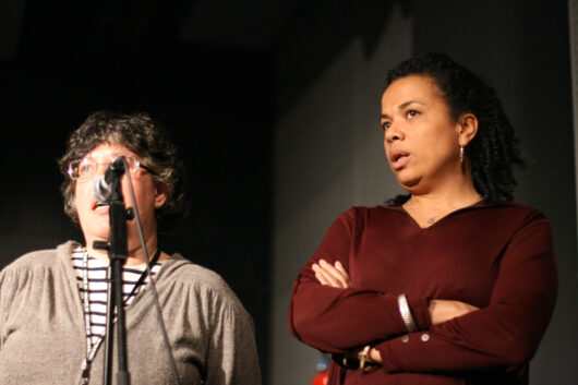 11 Mars - Compétition Française. La réalisatrice Sylvaine Dampierre présente son film LE PAYS À L'ENVERS avec Michèle Soulignac (au micro) © Valérie Dupoy