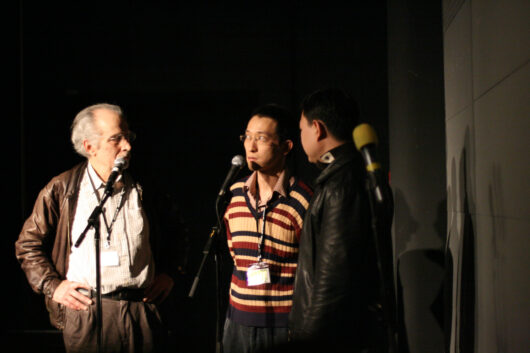 14 Mars - Compétition Internationale. Le réalisateur Weikai Huang présente son film XIANSHI SHI GUOQU DE WEILAI (DISORDER) avec Sylvain Roumette et Cheng Xiaoxing © Valérie Dupoy