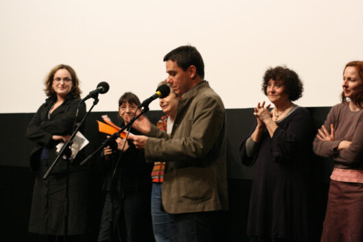 14 Mars - Cérémonie de Clôture. Palmarès. Le Jury RED, composé de Arnaud de Mézamat, Sylvie Dreyfus-Alphandéry, Vanina Vignal, Hélène Jimenez, Annick Peigné-Giuly, Corinne Bopp, avec Javier Packer-Comyn, attribue le prix RED à Aljona Polunina pour son film REVOLUTSIOON, MIDA POLNUD © Valérie Dupoy