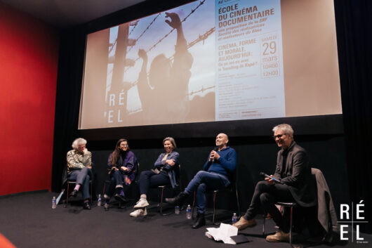 29 Mars - ParisDOC - Débat SRF - Cinéma, forme et morale, aujourd'hui où en est-on avec le travelling de kapò ? avec Jean Breschand, Occitane Lacurie, Sarah Léonor, Stefano Savona, Christophe Cognet (modérateur) © Léa Rener