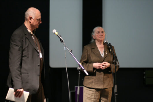 8 Mars - Hommage à Pierre Perrault. Michel Marie et Yolande Simard-Perrault présentent une séance de la rétrospective dédiée au réalisateur Pierre Perrault © Valérie Dupoy