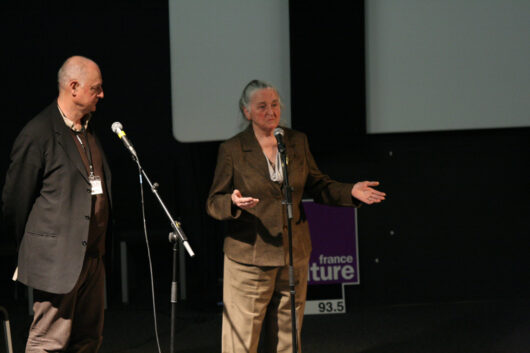 8 Mars - Hommage à Pierre Perrault. Michel Marie et Yolande Simard-Perrault présentent une séance de la rétrospective dédiée au réalisateur Pierre Perrault © Valérie Dupoy