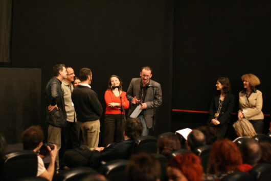 15 Mars - Cérémonie de Clôture. Palmarès. Prix Réalités de l’immatériel : GUGARA de Jacek Naglowski et Andrzej Dybczak. Remis par le Jury des Bibliothèques : Julien Farenc, Thierry Maillot, Dominique Rousselet et Vincent Martorana © Nicolas Rapin
