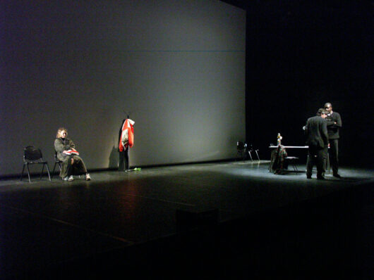 5 Mars - Théâtre du Réel. Cinq séquences du film WELFARE de Frederic Wiseman deviennent textes de théâtre, avec Marianne Basler, Jean-Philippe Puymartin, Jacques Martial et François Barbin © Sylvain Bich